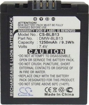 Рикабелна батерија Кемерон Сино CS-BLB13, 1250mAh, литиум-јонска, црна