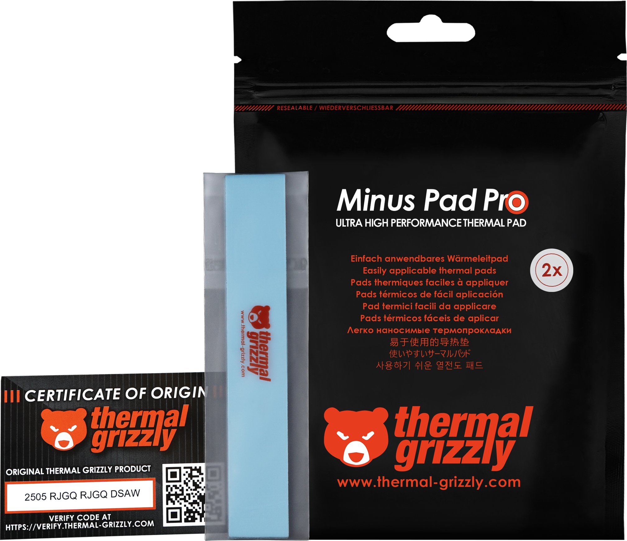 Jastëk termik Thermal Grizzly Minus Pad Pro, 120 x 20 x 3.0 mm, paketë 2 copë