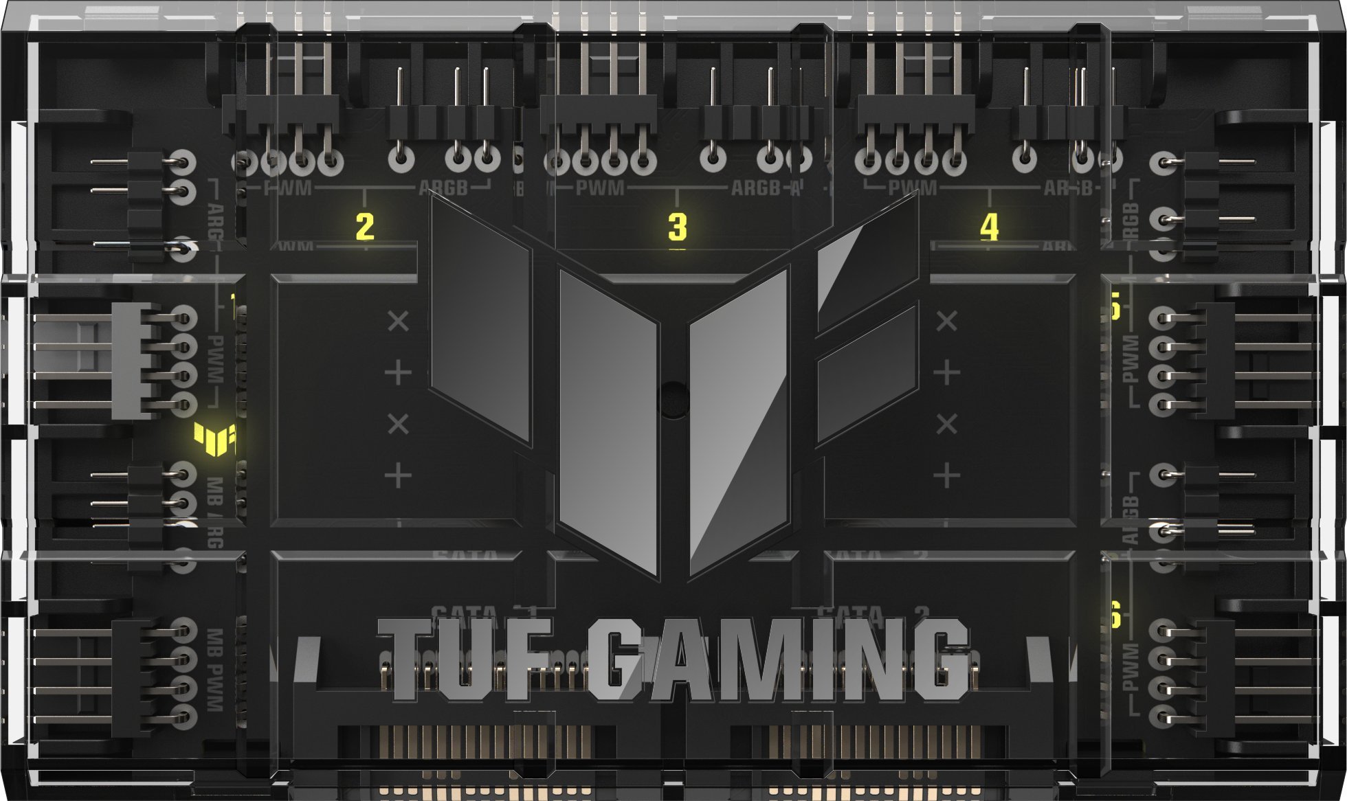 Hub ventilatorësh ASUS TUF Gaming ARGB PWM, 6 porta, 2x SATA, i zi