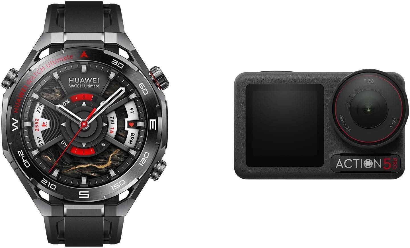 Pako Smartwatch Huawei Watch Ultimate 2 + Kamera Aksion DJI Osmo Action 5 Pro, GPS, video 4K, e zezë