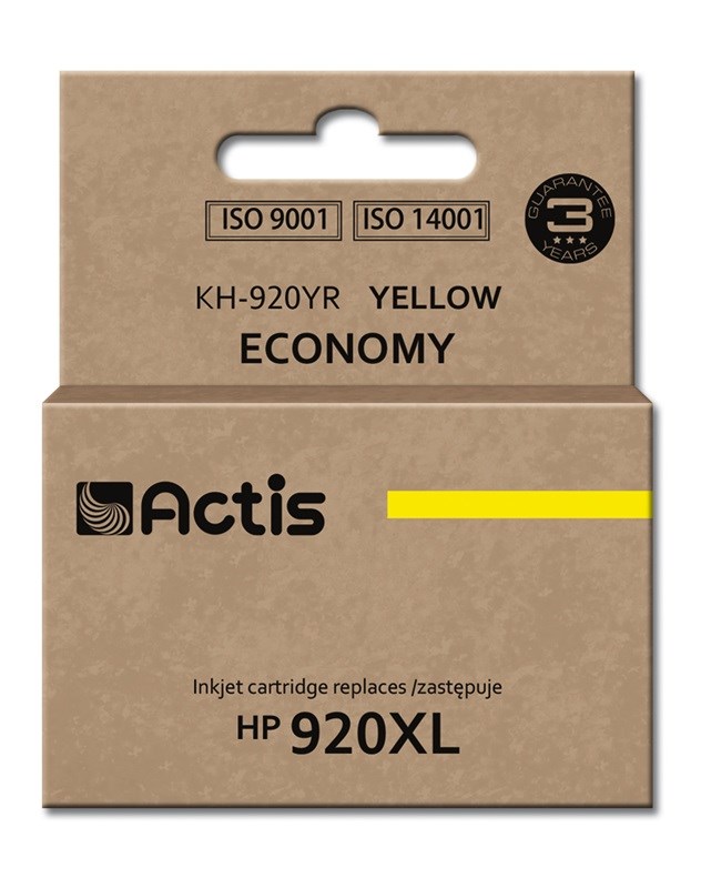 Ngjyrë për printer Actis KH-920YR (zëvendësim për HP 920XL CD974AE), 12 ml, e verdhë