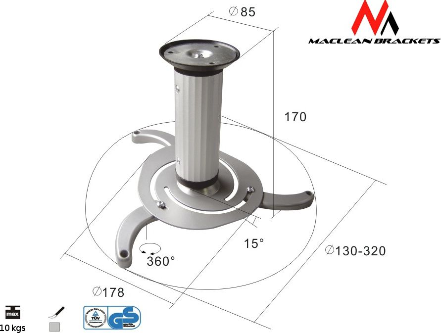 Mbajtës projektori Maclean MC-515S