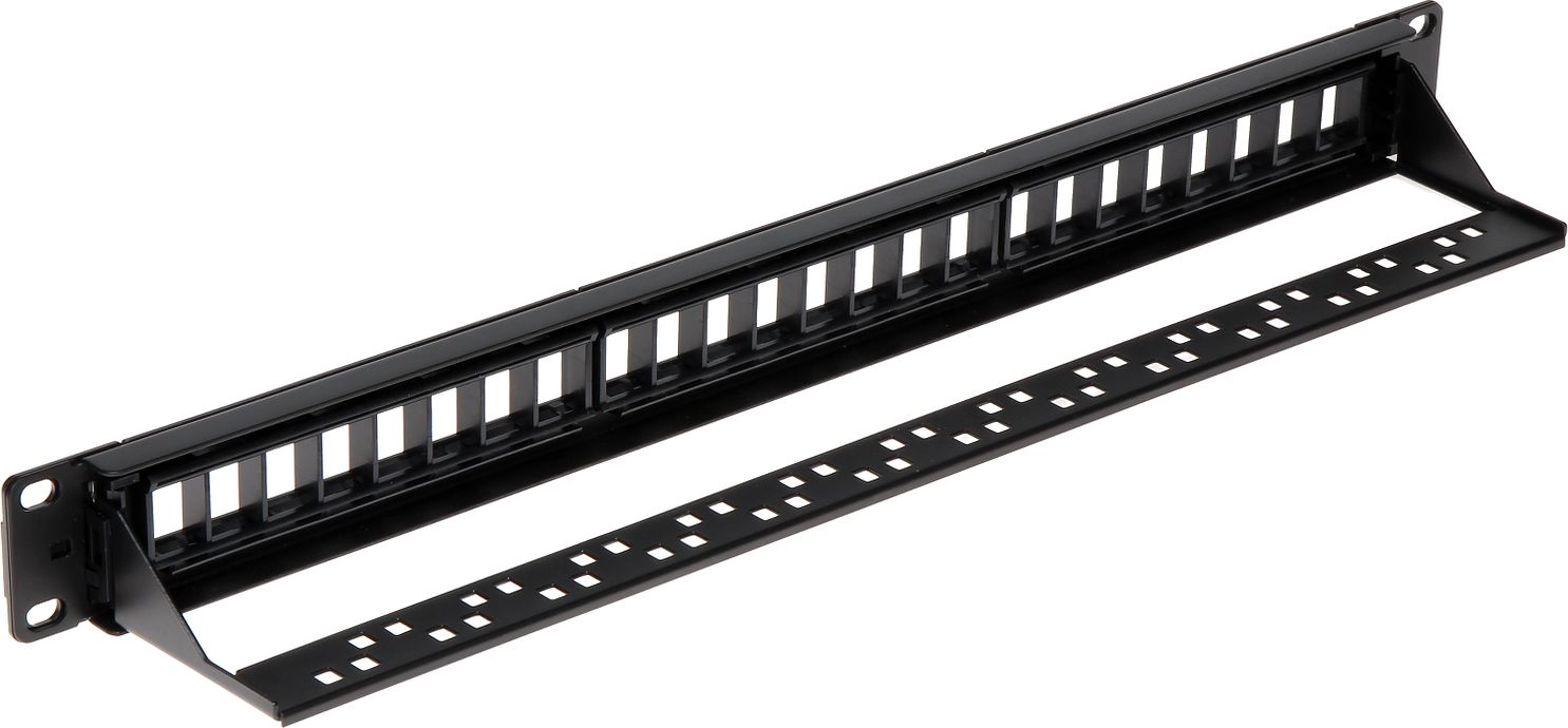 Panel patch Keystone PP-24/FX/C1, 24 porta, për rack, i zi