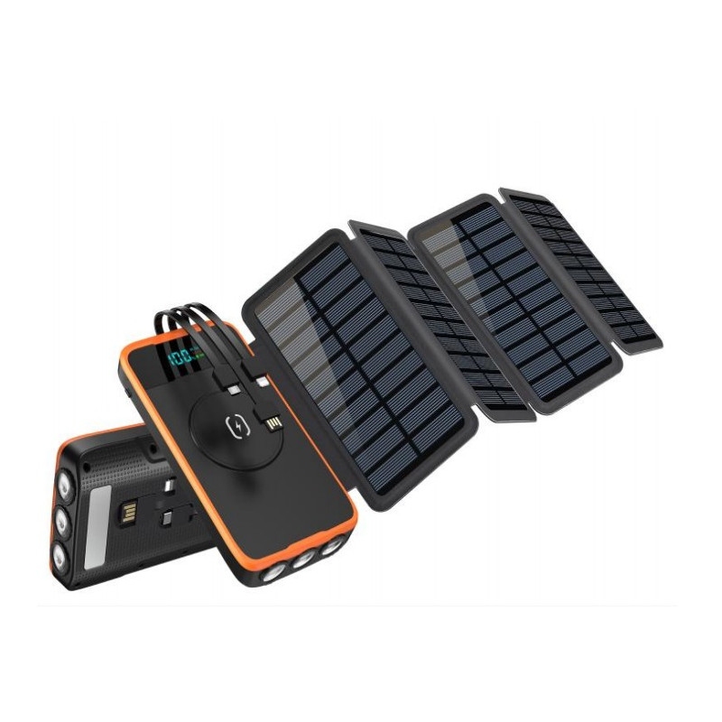 Power bank solar Wodasport Solarwings T16P4, 16000 mAh, 4 panele diellore, i zi