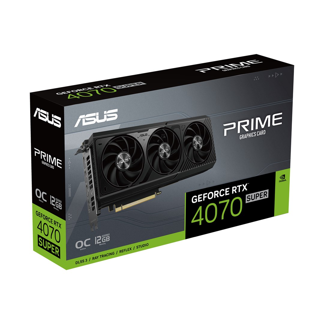 Kartelë grafike Asus GeForce RTX 4070 SUPER PRIME OC, 12GB, e zezë