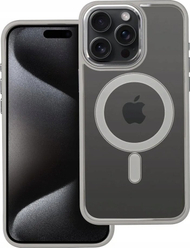 Këllëf telefoni Color Edge Mag Cover për iPhone 15 Pro Max, kompatibil me MagSafe, transparent, gri