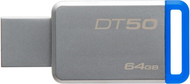 USB Kingston DataTraveler 50, 64 GB, i kaltër