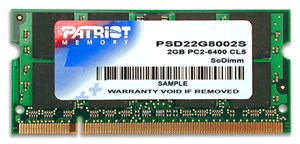 Меморија за лаптоп Patriot Signature, 2GB, DDR2, 800MHz, црна