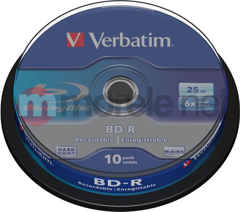 Disk BD-R Verbatim, 25GB, 6x, 10copë