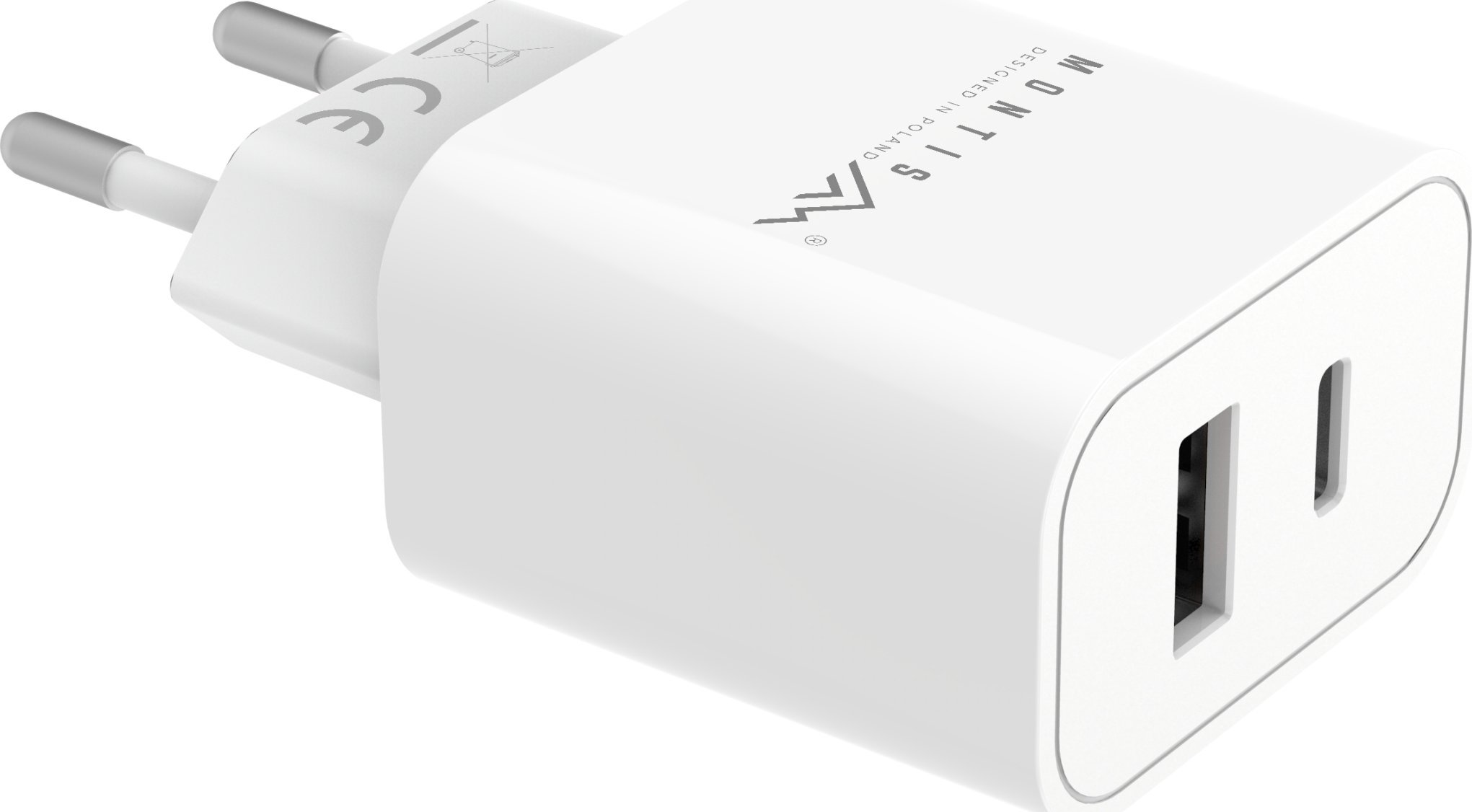 Мрежен полнач Montis MT123, 20W, 1x USB A 1x USB C, бело сив