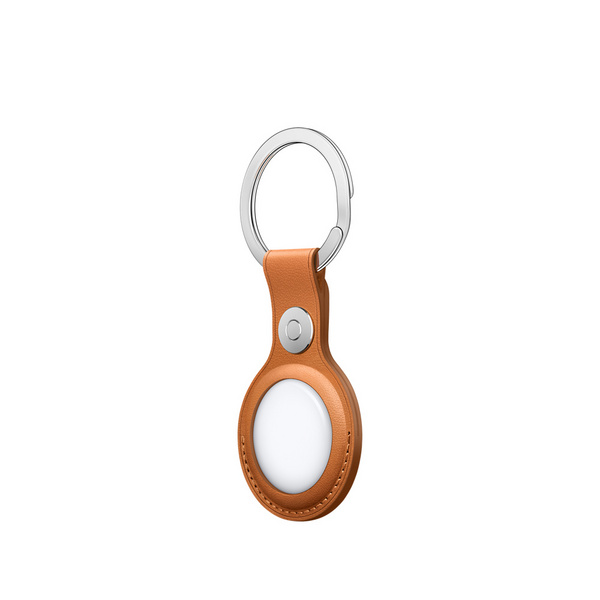 Apple AirTag Leather Key Ring, Golden Brown