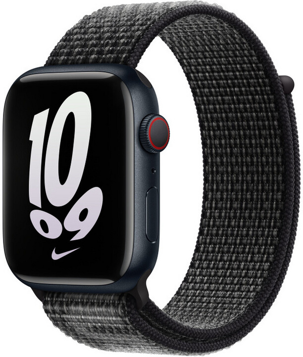 Apple Watch 45mm Nike Band, Black/Summit White Nike Sport Loop