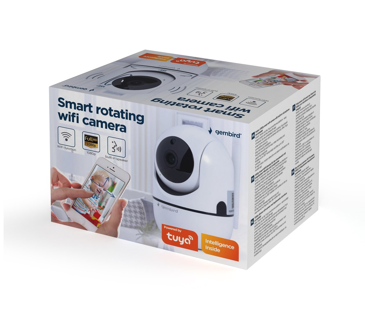Kamerë Gembird Smart Rotating, 1080p, microSD, e bardhë