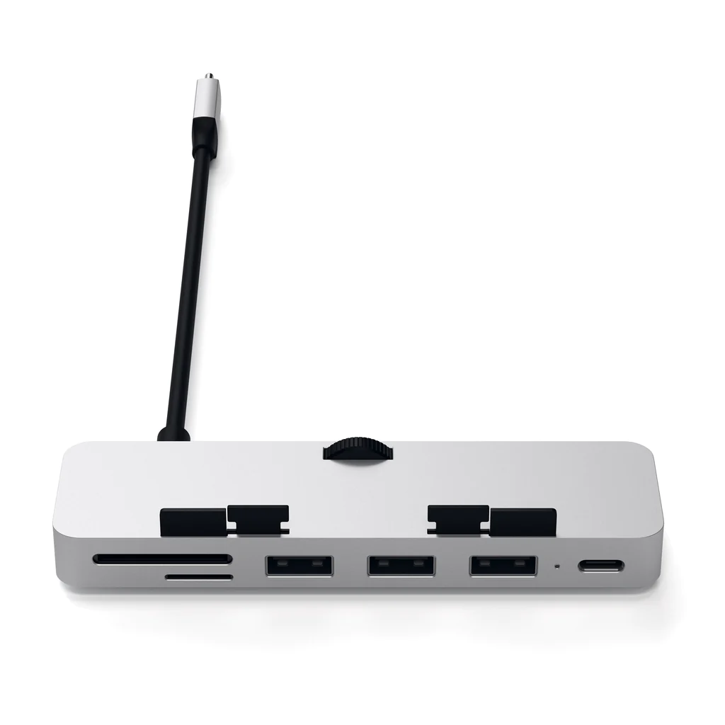 USB Hub Satechi USB-C Clamp Pro, i argjendtë