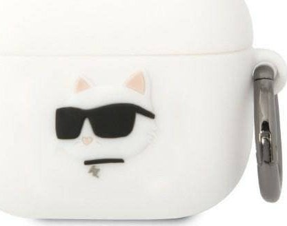 Mbulesë Karl Lagerfeld Choupette Head 3D KLA3RUNCHH për AirPods 3, silikon, e bardhë
