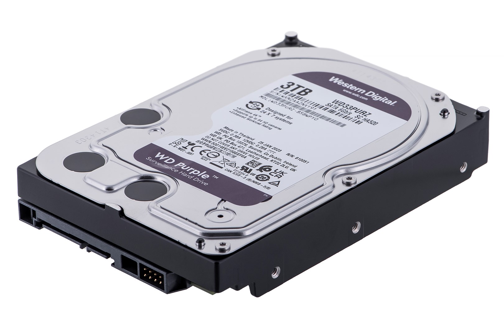 Hard Disk Western Digital WD Purple, 3.5", 3TB, 5400RPM, 256MB Cache