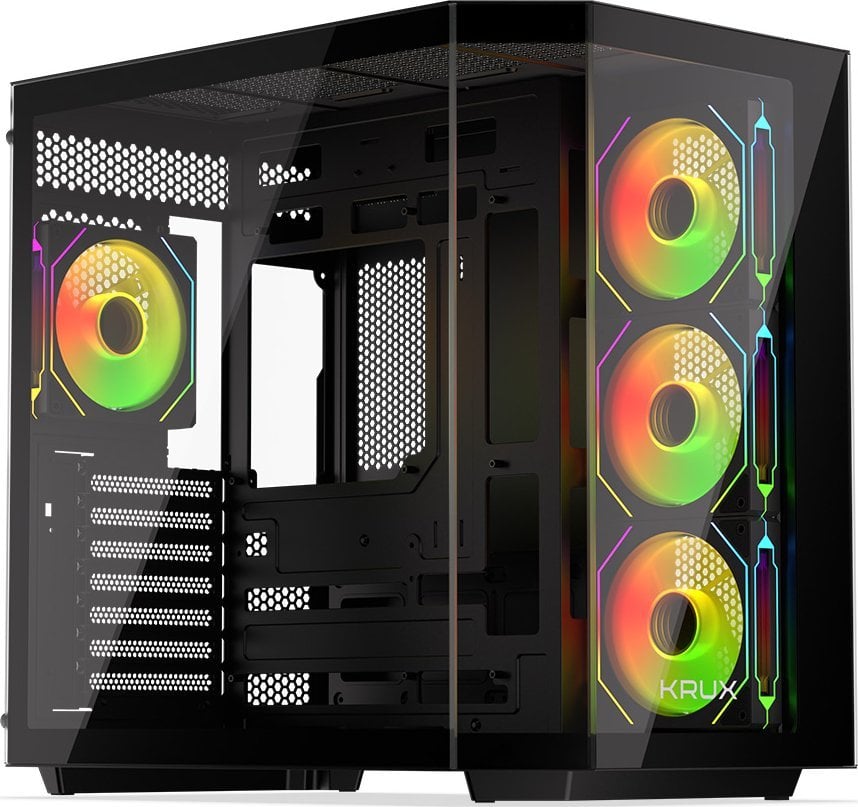 Kase kompjuteri Krux Empero, midi tower, 4 ftohës ARGB 120mm, e zezë