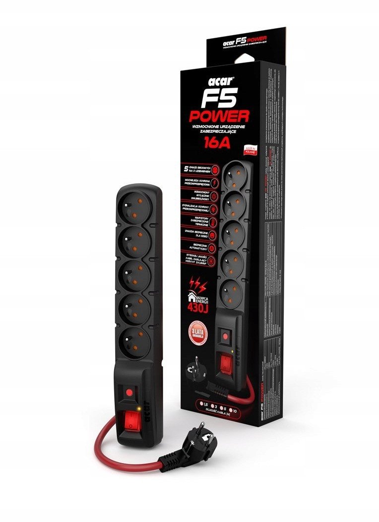 Shirit kontakti Acar F5 Power, 5 dalje, 1.5m, i zi