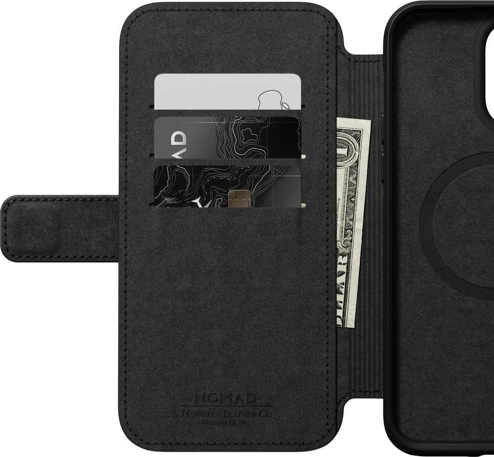 Këllëf folio Nomad Modern Leather, për iPhone 14 Pro Max, lëkurë Horween, i zi