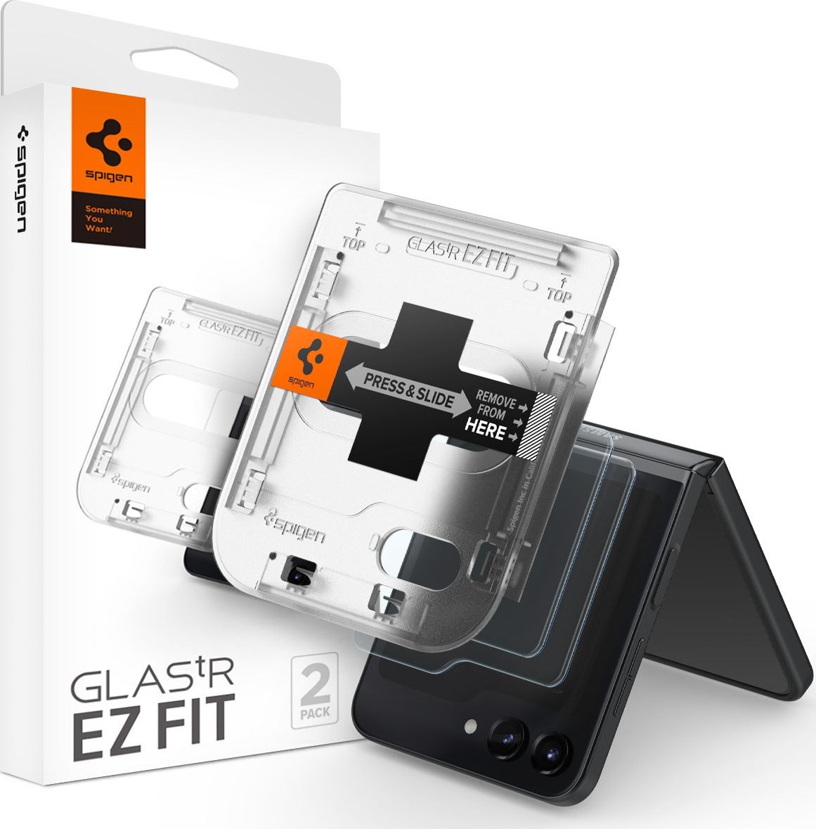 Xham mbrojtës Spigen GLAS.TR EZ FIT, 2 copë, për Samsung Galaxy Z Flip 5, transparent