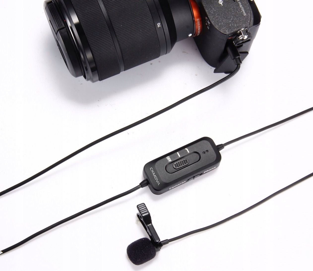 Mikrofon lavalier CKMOVA LCM5, për kamera dhe smartphone, kabllo 4m, i zi