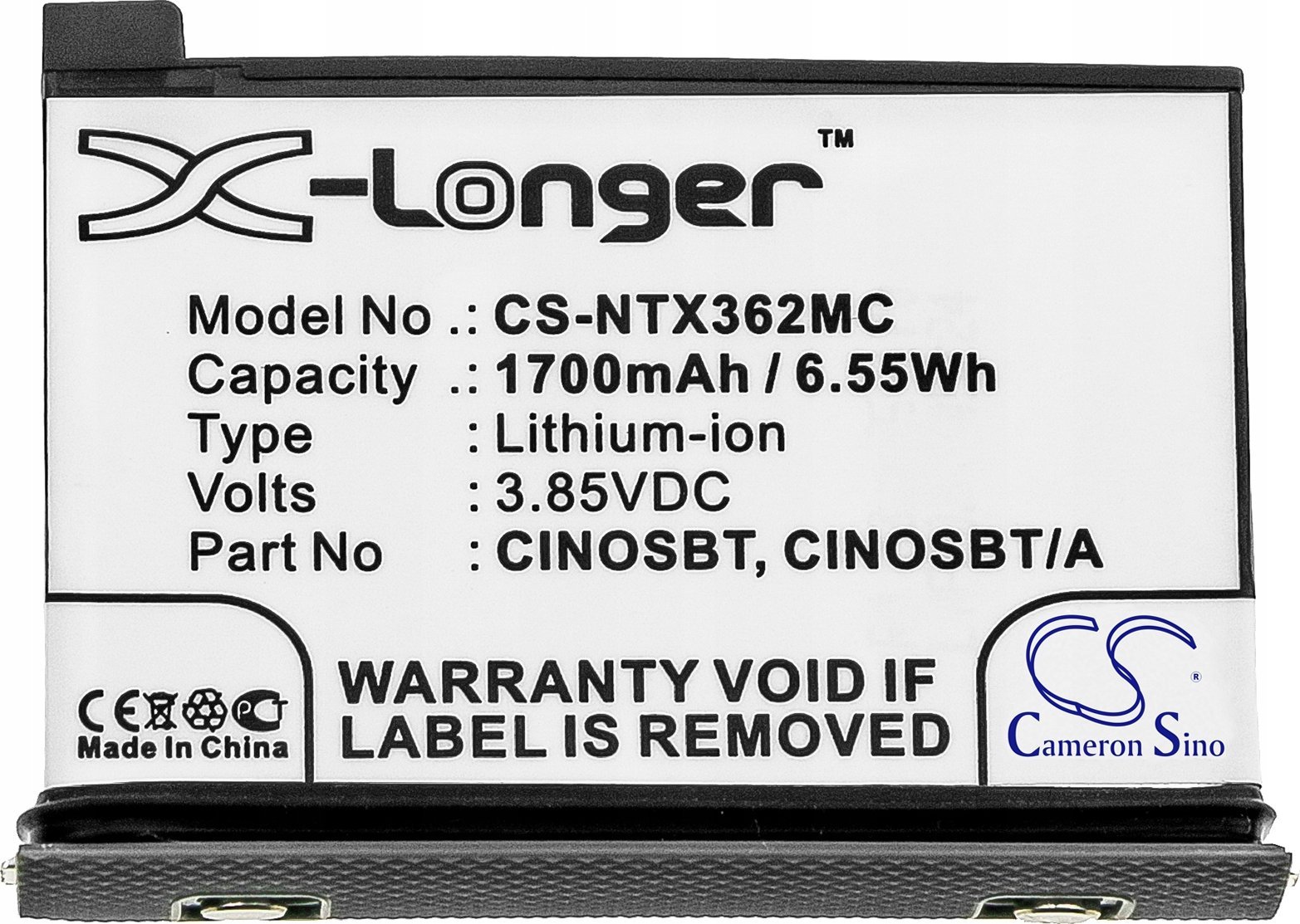 Bateri zëvendësuese Cameron Sino CS NTX362MC për Insta360 One X2, 1700mAh, Li ion, e zezë