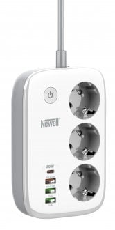 Shirit kontakti Newell Power Office WiFi, 3 presa 230V, 4 porta USB PD 30W QC 3.0, i bardhë
