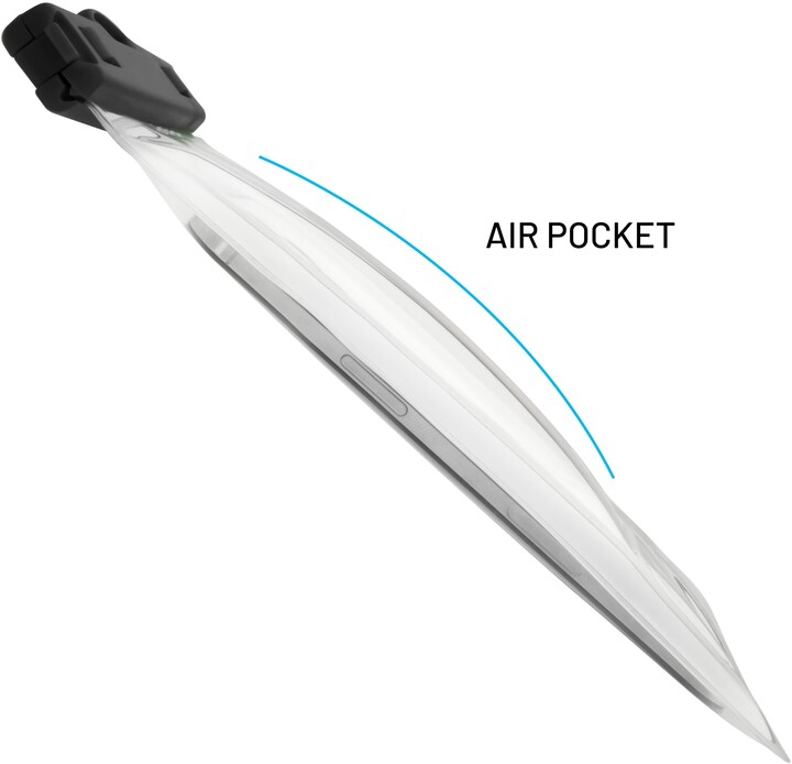 Këllëf i papërshkueshëm nga uji FIXED Float për celular, universal, IPX8, i zi