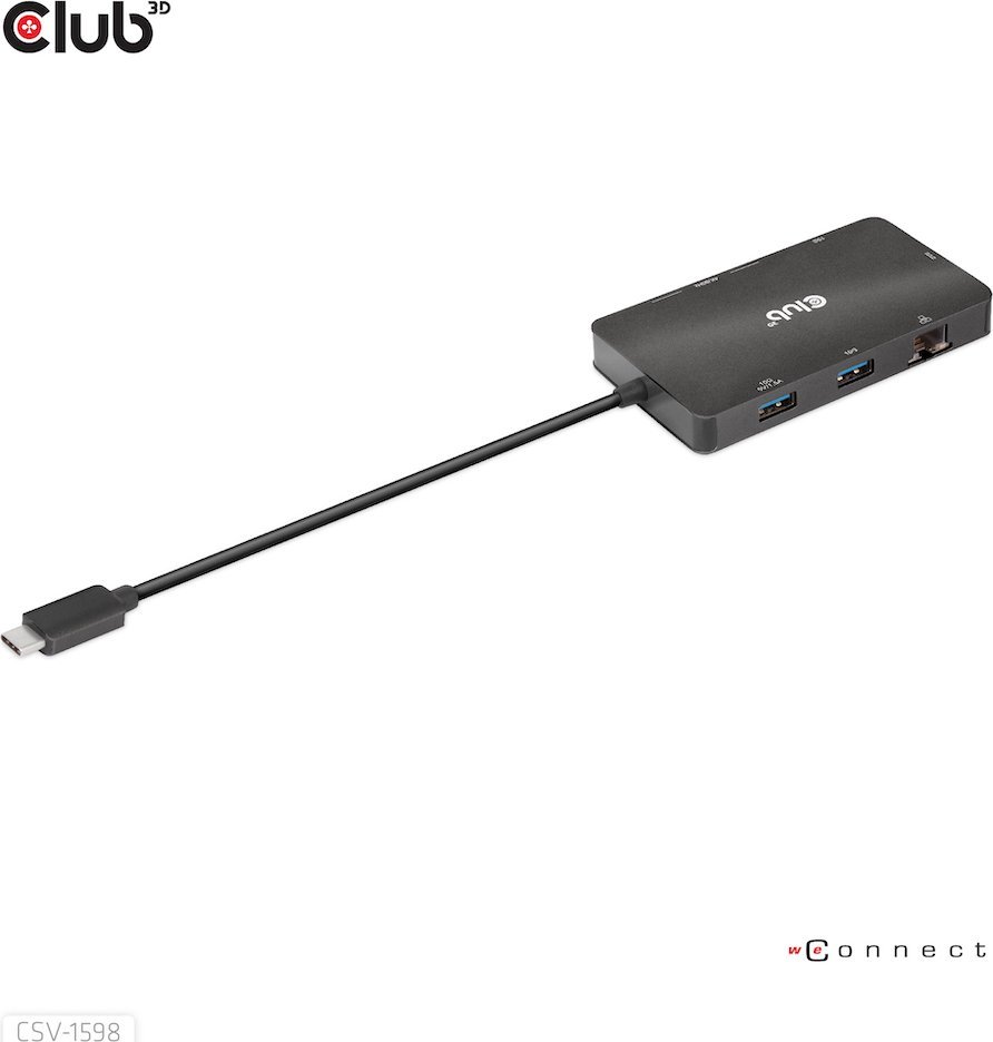 HUB USB Club 3D CSV-1598, 7 në 1, USB C 100W, i zi