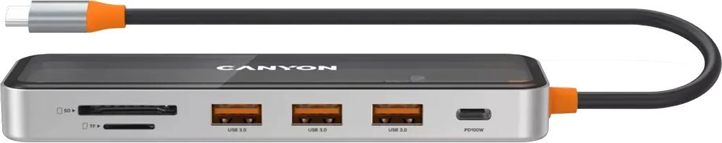 Hub USB C Canyon DS-13, 7 në 1, 4K, gri