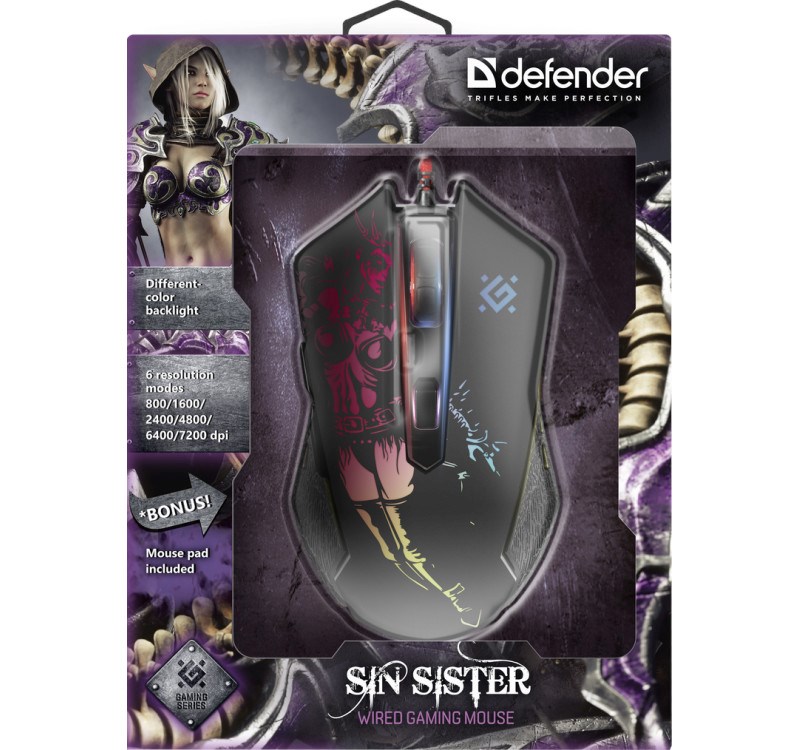 Maus lojërash Defender Sin'Sister GM-933, i zi