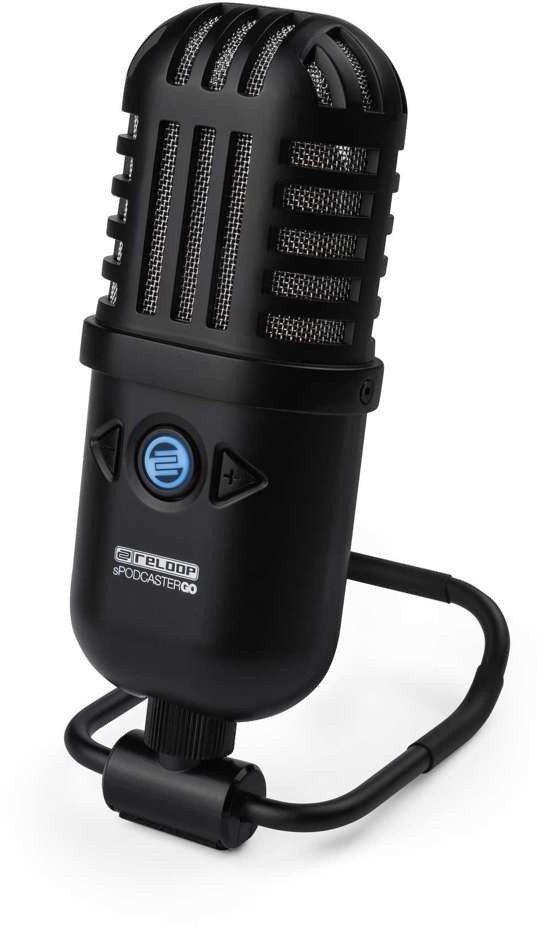 Mikrofon USB Reloop AMS SPODCASTER GO, kondensator, për podcast dhe streaming, i zi