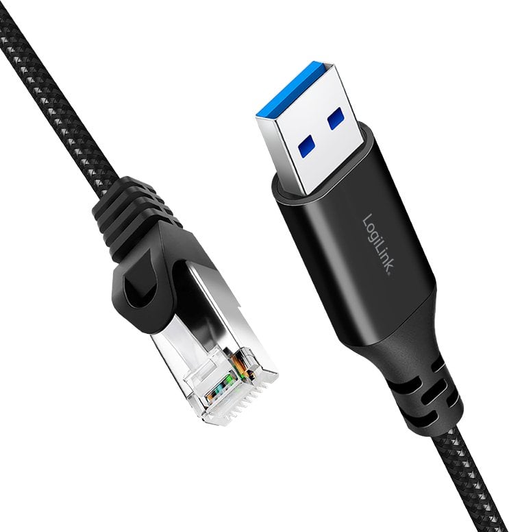 Мрежен кабел LogiLink CU0405, USB 3.0 во Ethernet, 7.5 m, Cat6 S FTP, црн