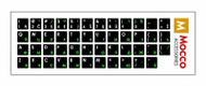 Ngjitëse tastiere Mocco Keyboard Stickers ENG EE, të laminuara, rezistente ndaj ujit, të zeza me jeshile