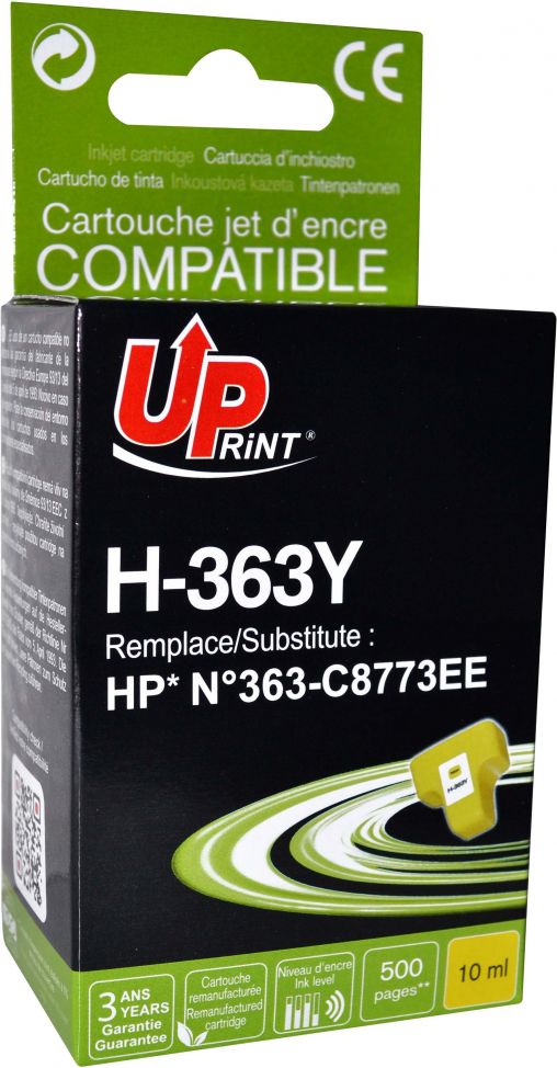 Patronë bojë UPrint HJ363YUP, 10ml, e verdhë, kompatibël HP C8773EE