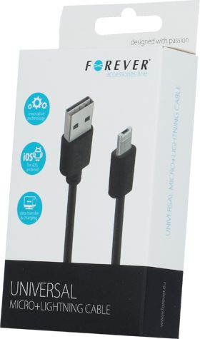 Kabllo karikues Forever USB Lightning, 3m, e bardhë
