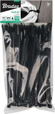 Organizues për kabllo Bradas, 100 copë, i zi