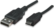 Kabllo Manhattan USB-A - microUSB, 3m, e zezë 