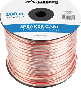 Kabllo altoparlantësh Lanberg, 2x1.5mm², 100m, transparente