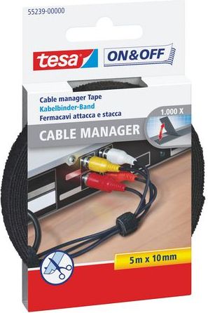 Organizues për kabllo Tesa Rzep, 1 copë, i zi