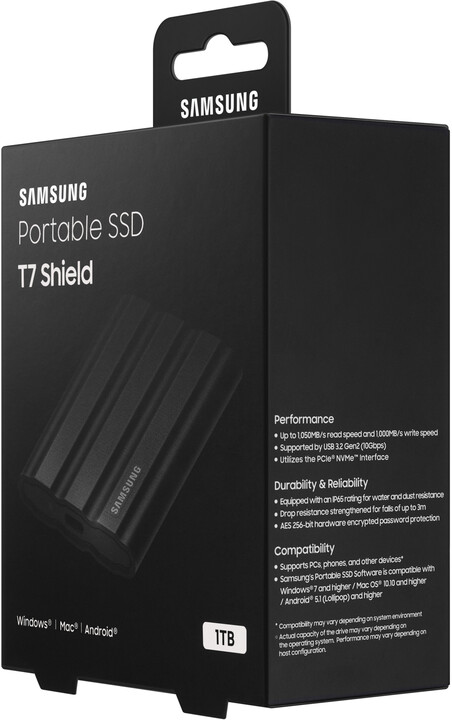 Disk i jashtëm Samsung T7 Shield, 4TB, i zi