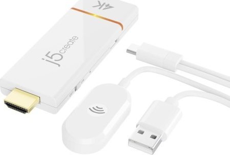 Adapter wireless për ekran J5create ScreenCast 4K, HDMI, Miracast AirPlay Chromecast, i zi
