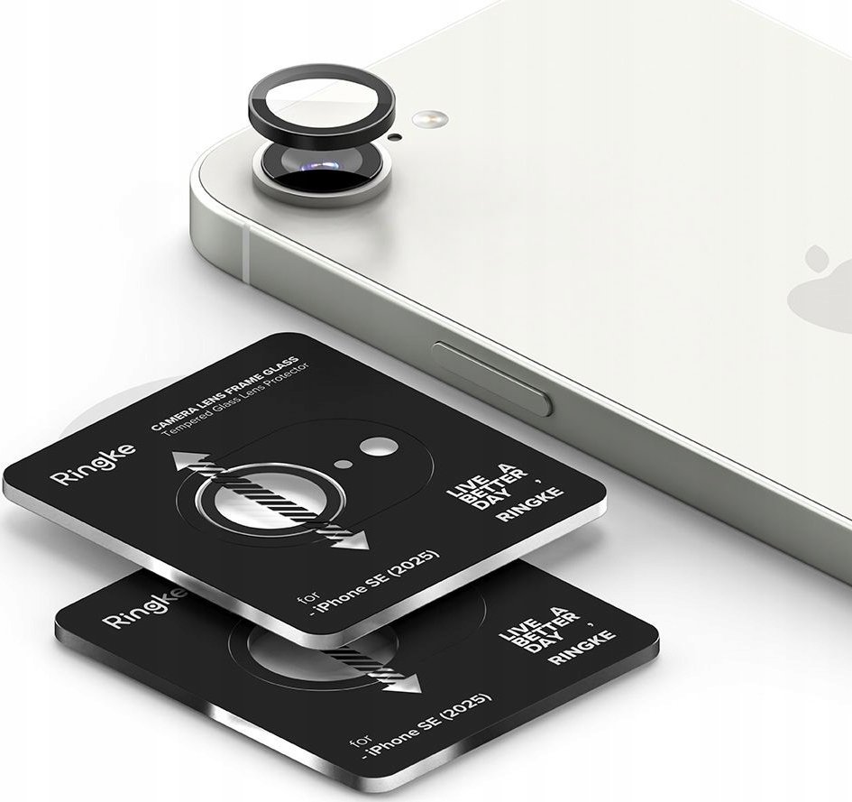 Заштита за камера Ringke за iPhone 16E, сет од 2 парчиња, црна