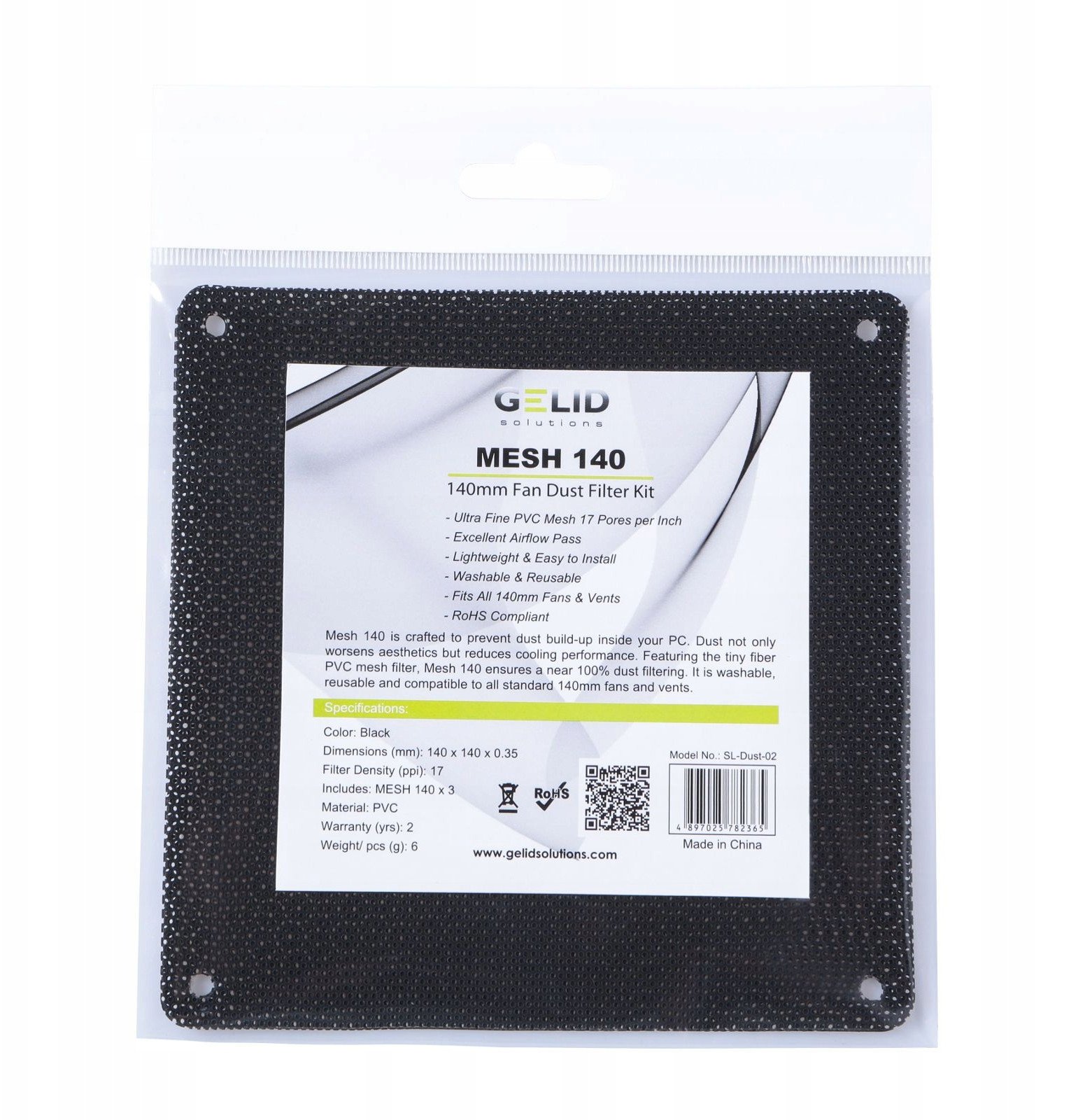 Филтер за прав Gelid Mesh 120, за вентилатор 120mm, сет 3 парчиња, црн