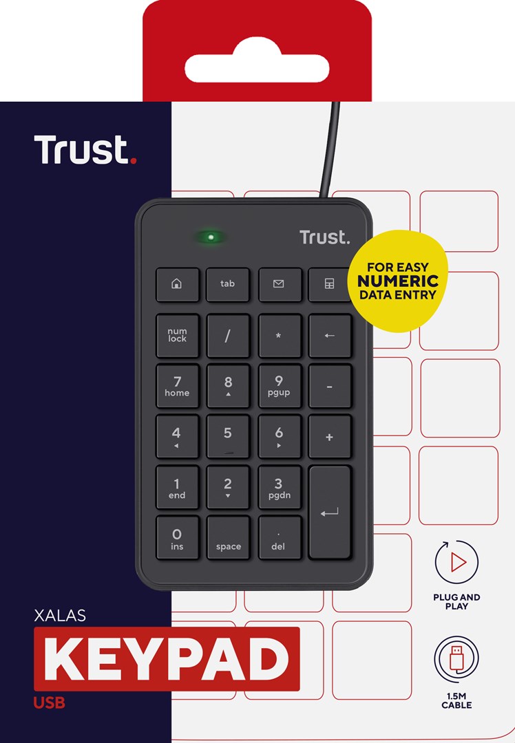 Tastierë numerike Trust USB Xalas, e zezë