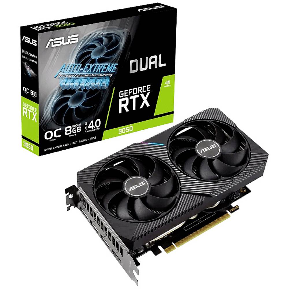 Karte grafike ASUS GeForce RTX 3050 DUAL OC V2, 8GB GDDR6, 2 ftohës, e zezë
