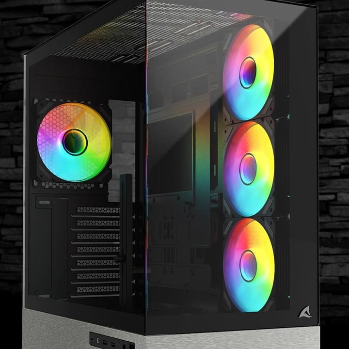 Kuti PC Sharkoon AK7 ARGB, mid tower, xham i temperuar, e zezë