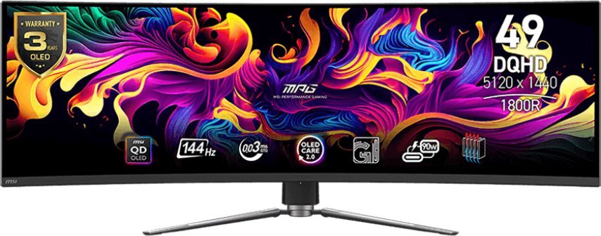 Закривен гејминг монитор MSI MPG 491CQPDE, 49\", висока резолуција, црн