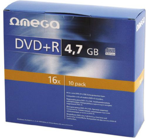 Disqe DVD+R Omega, 4.7GB, 16x, 10 copë