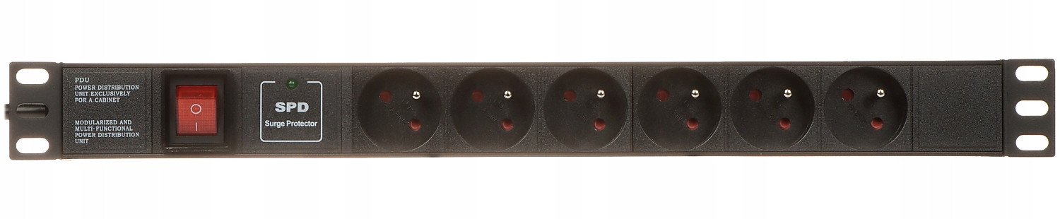 Shirit rryme PDU PD-6/R-SPD-1L, 6 priza, 3680W, 1.8m, i zi